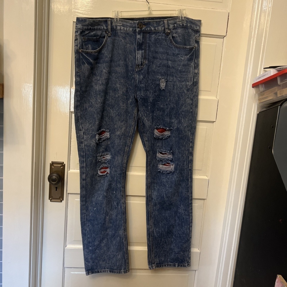 Vtg Kaalu Acid Wash Jeans Classic 90s Y2K Style Sz 42 32 Hip Hop Urban Distress